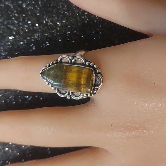Tiger's Eye 925 Silver Gemstone Ring - Size 8 - Picture 8 of 8